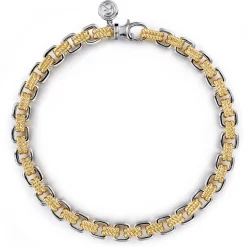 Hot Gabriel & Co. 6mm 14K Yellow-White Gold Two Tone Men's Solid Chain Bracelet
