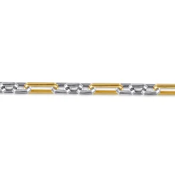 Hot Gabriel & Co. 6mm 925 Sterling Silver and 14K Yellow Gold Hollow Figaro Chain Bracelet