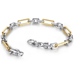 Hot Gabriel & Co. 6mm 925 Sterling Silver and 14K Yellow Gold Hollow Figaro Chain Bracelet
