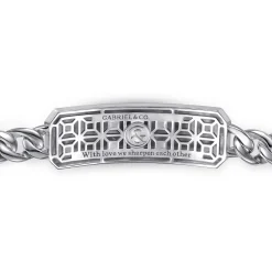 Sale Gabriel & Co. 8mm 925 Sterling Silver and 14K Yellow Gold Garnet Men's Solid Cuban Link Chain Bracelet With Dagger ID
