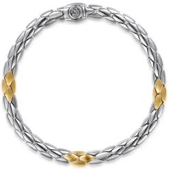 Outlet Gabriel & Co. 6mm 925 Sterling Silver and 14K Yellow Gold Hollow Tubular Chain Bracelet
