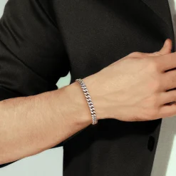 Sale Gabriel & Co. 7mm 925 Sterling Silver and 14K Yellow Gold Men's Solid Cuban Link Chain with Diamond Cut Bracelet