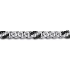 Hot Gabriel & Co. 8mm 925 Sterling Silver Black Spinel Men's Solid Cuban Link Chain Bracelet