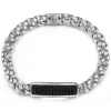 Sale Gabriel & Co. 43mm 925 Sterling Silver Black Spinel Men's Mix Cuban Link Chain with ID Bracelet