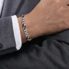 New Gabriel & Co. 8mm 925 Sterling Silver Black Spinel Men's Solid Cuban Link Chain Bracelet