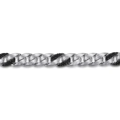 Discount Gabriel & Co. 8mm 925 Sterling Silver Black Spinel Men's Solid Cuban Link Chain Bracelet