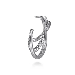 Sale Gabriel & Co. 30 mm 925 Sterling Silver Bujukan and White Sapphire J Hoop Earrings