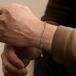 Discount Gabriel & Co. 5mm 925 Sterling Silver Elongated Men's Solid Chain Bracelet