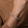 Outlet Gabriel & Co. 9mm 925 Sterling Silver Men's Hollow Faceted Chain Black Spinel Bracelet