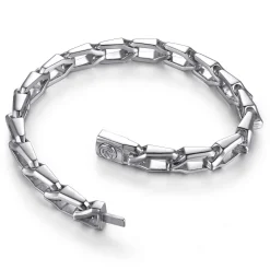 Gabriel & Co. 8mm 925 Sterling Silver Men's Hollow Faceted Link Chain Bracelet