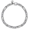 Discount Gabriel & Co. 6.50mm 925 Sterling Silver Men's Hollow Figaro Link Chain Bracelet