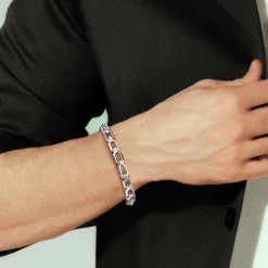 Online Gabriel & Co. 8mm 925 Sterling Silver Men's Hollow Faceted Link Chain Bracelet