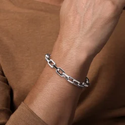 Discount Gabriel & Co. 9mm 925 Sterling Silver Men's Hollow Faceted Chain Black Spinel Bracelet