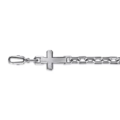 Best Gabriel & Co. 19mm 925 Sterling Silver Men's Mix Faceted Link Chain Bracelet with Cross