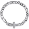 Best Gabriel & Co. 19mm 925 Sterling Silver Men's Mix Faceted Link Chain Bracelet with Cross