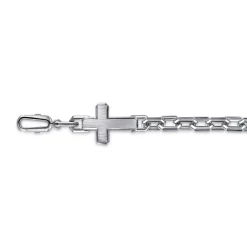 Best Gabriel & Co. 19mm 925 Sterling Silver Men's Mix Faceted Link Chain Bracelet with Cross