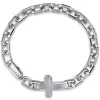 New Gabriel & Co. 19mm 925 Sterling Silver Men's Mix Faceted Link Chain Bracelet with Cross