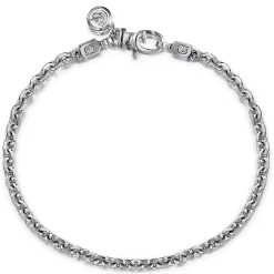 Gabriel & Co. 4mm 925 Sterling Silver Men's Solid Link Chain Bracelet