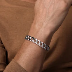 Discount Gabriel & Co. 14mm 925 Sterling Silver Men's Solid Flat Heavy Link Chain Bracelet