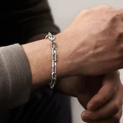 Online Gabriel & Co. 8mm 925 Sterling Silver Men's Solid Faceted Chain Bracelet