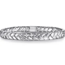 Outlet Gabriel & Co. 7mm 925 Sterling Silver Men's Solid Chain Bracelet Herringbone