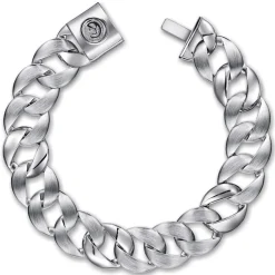 Sale Gabriel & Co. 14mm 925 Sterling Silver Men's Solid Flat Heavy Link Chain Bracelet