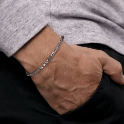 Best Gabriel & Co. 4mm 925 Sterling Silver Men's Solid Wheat Chain Bracelet