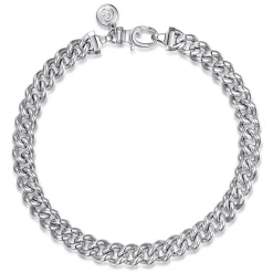 Clearance Gabriel & Co. 7mm 925 Sterling Silver Men's Solid Cuban Link Chain Bracelet