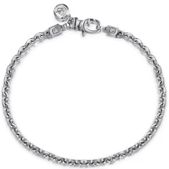 Sale Gabriel & Co. 4mm 925 Sterling Silver Men's Solid Link Chain Bracelet