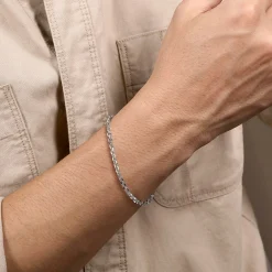 Sale Gabriel & Co. 4mm 925 Sterling Silver Men's Solid Link Chain Bracelet