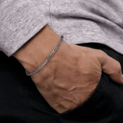 Sale Gabriel & Co. 4mm 925 Sterling Silver Men's Solid Wheat Chain Bracelet