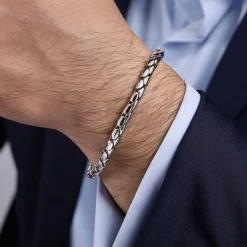 Clearance Gabriel & Co. 6mm 925 Sterling Silver Tubular Men's Solid Chain Bracelet