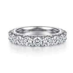 Clearance Gabriel & Co. Montreal - 14K White Gold Shared Prong Diamond Wedding Band - 2.05 ct