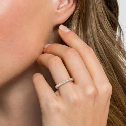 Outlet Gabriel & Co. Montreal - 14K Yellow Gold Shared Prong Diamond Wedding Band - 1 ct