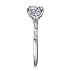 Hot Gabriel & Co. Monty - 14K White Gold Round Three Stone Lotus Diamond Engagement Ring