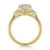 Hot Gabriel & Co. Monty - 14K Yellow Gold Princess Cut Three Stone Lotus Diamond Engagement Ring
