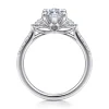 Hot Gabriel & Co. Moon - 14K White Gold Marquise Shape Three Stone Lotus Diamond Engagement Ring