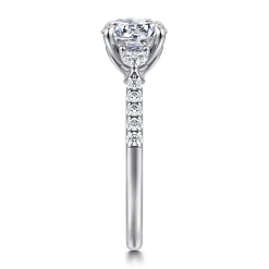 Gabriel & Co. Moon - 14K White Gold Round Three Stone Lotus Diamond Engagement Ring