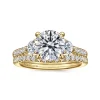 Gabriel & Co. Moon - 14K Yellow Gold Round Three Stone Lotus Diamond Engagement Ring