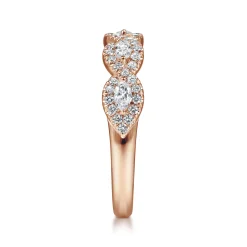 Sale Gabriel & Co. Moorea - 14K Rose Gold Round and Marquise Halo Station Diamond Anniversary Band - 0.5 ct