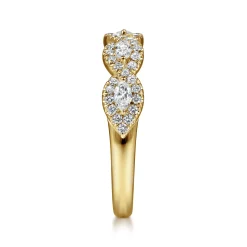 Sale Gabriel & Co. Moorea - 14K Yellow Gold Round and Marquise Halo Station Diamond Anniversary Band - 0.5 ct