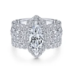 Outlet Gabriel & Co. Moore - 14K White Gold Marquise Halo Diamond Engagement Ring