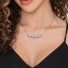 Gabriel & Co. Mosaic - 14K Yellow Gold and 925 Sterling Silver Bujukan Clover Bar Necklace with White and Dusk Blue Enamel