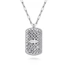 Gabriel & Co. Mosaic - 925 Sterling Silver Bujukan White Sapphire and Blue Sapphire Dog Tag Pendant Necklace with Blue and Dust Blue and White Enamel