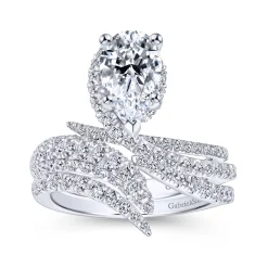 Gabriel & Co. Mystic - 14K White Gold Pear Shape Halo Diamond Engagement Ring