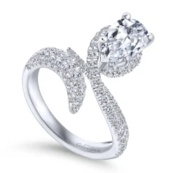 Gabriel & Co. Mystic - 14K White Gold Pear Shape Halo Diamond Engagement Ring