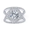 Hot Gabriel & Co. Naples - 14K White Gold Round Halo Diamond Engagement Ring