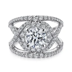 Hot Gabriel & Co. Naples - 14K White Gold Round Halo Diamond Engagement Ring