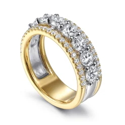 Best Gabriel & Co. Nash - Wide 14K White-Yellow Gold Diamond Anniversary Band - 1.9 ct