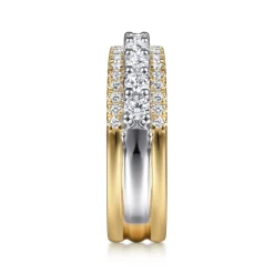 Clearance Gabriel & Co. Nash - Wide 14K White-Yellow Gold Diamond Anniversary Band - 1 ct